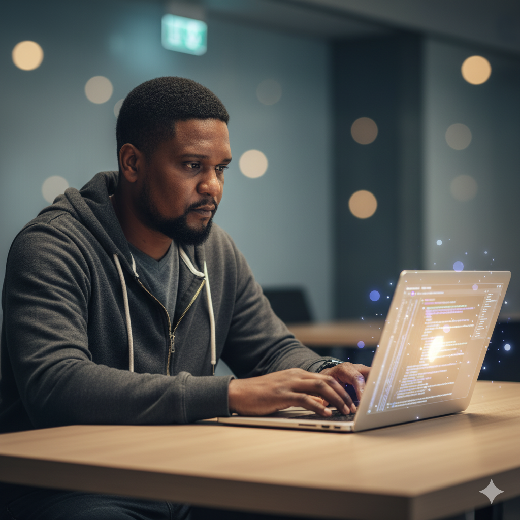 Developer working on a laptop